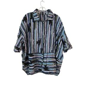 DRESS TO KILL Women' Button Down Shirt Blouse Stripes One Size Fits All Multicol